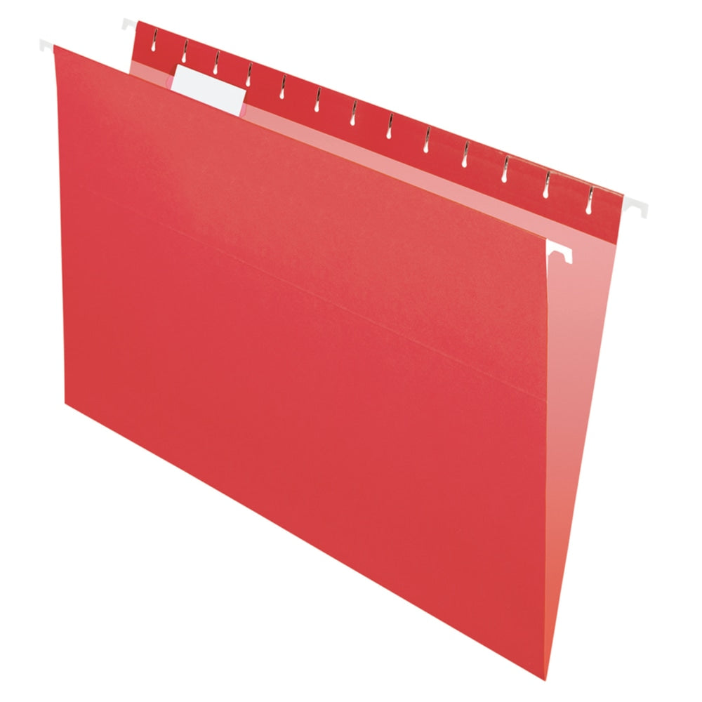 Office Depot Brand 2-Tone Hanging File Folders, 1/5 Cut, 8 1/2in x 14in, Legal Size, Red, Box Of 25 Folders