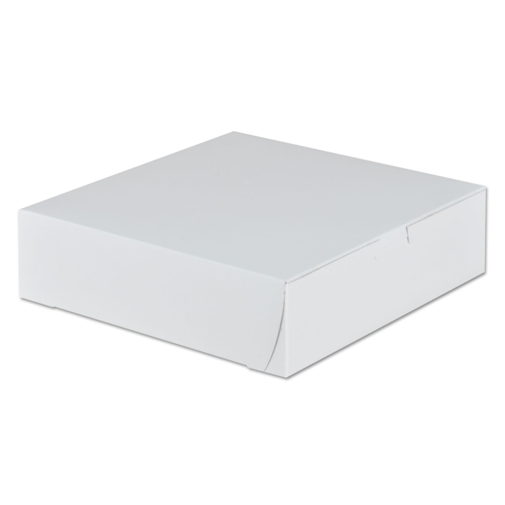 SCT 1-Piece Non-Window Bakery Boxes, 2-1/2inH x 9inW x 9inD, White, Carton Of 250 Boxes