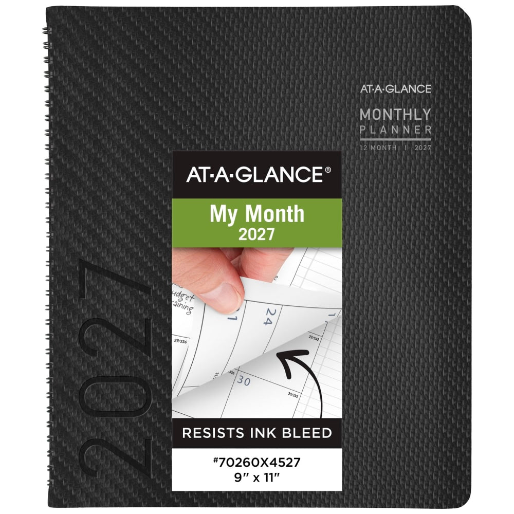 AT-A-GLANCE Contemporary 2027 Monthly Planner, Charcoal, Large, 9in x 11in
