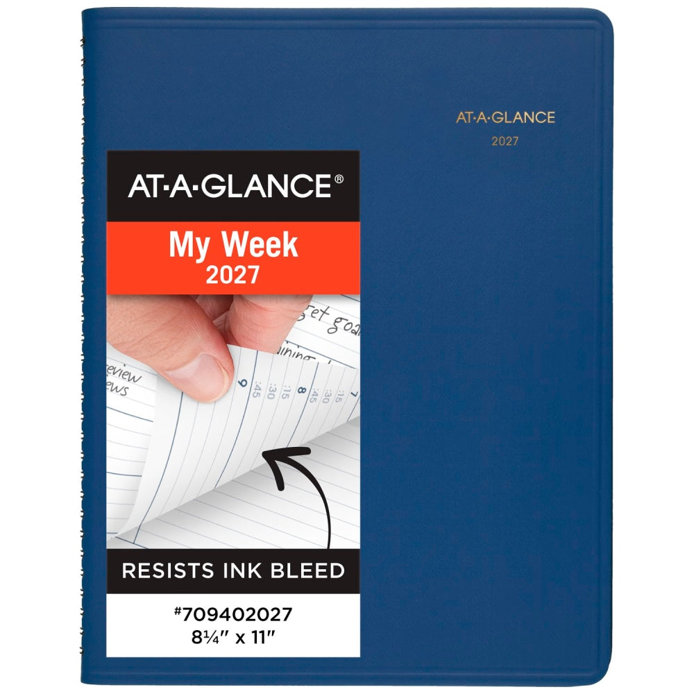 AT-A-GLANCE 2027 Weekly Appointment Book Planner, Blue, Large, 8 1/4in x 11in