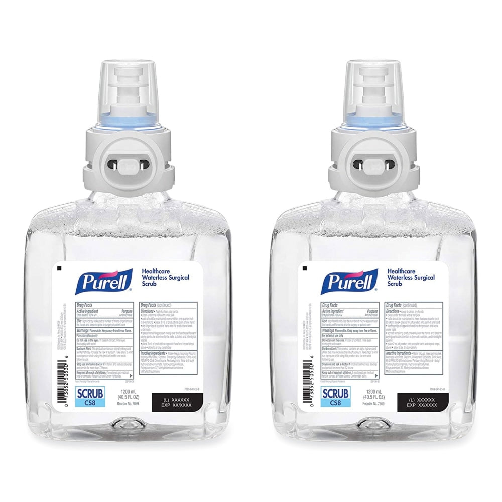 PURELL Waterless Surgical Scrub Gel Hand Sanitizer, 40.58oz (1,200 mL) Refill Bottle, Fragrance-Free, For CS-8 Dispenser, 2/Carton