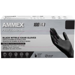 AMMEX Professional Black Nitrile Powder Free Exam Large Gloves
