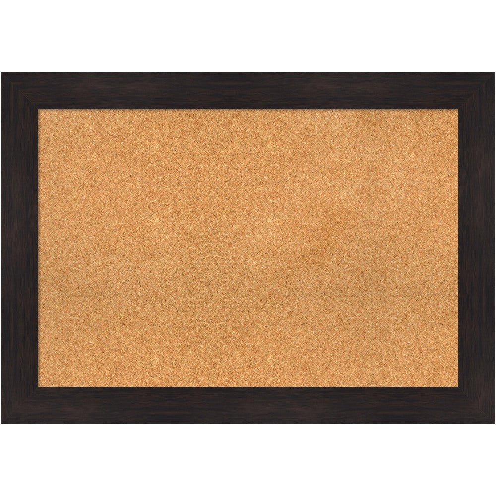 Amanti Art Rectangular Non-Magnetic Cork Bulletin Board, Natural, 42in x 30in, Furniture Espresso Plastic Frame