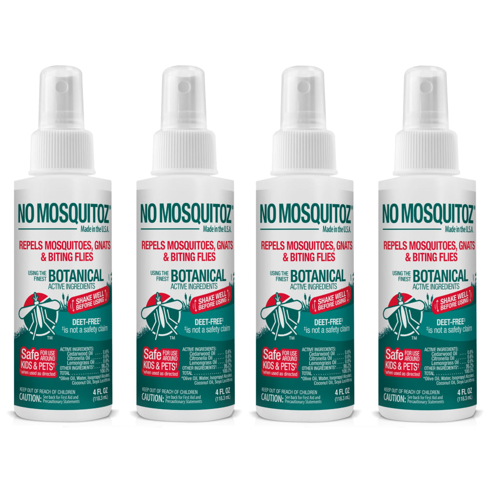 No Mosquitoz Botanical Insect Repellent, DEET-Free, Woodsy Scent, 4 Oz Spray Bottle, 4-Pack