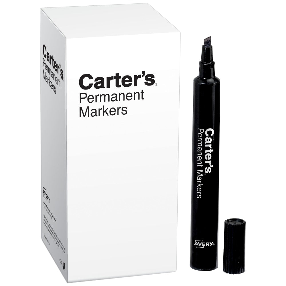 Avery Carters Permanent Markers, Chisel Tip, Large Desk-Style Size, Black, 1 Marker