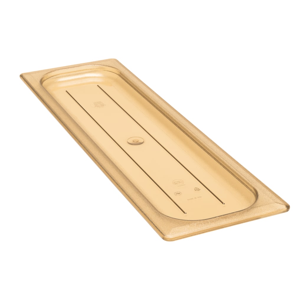 Cambro Camwear 1/2 H-Pan Long Food Pan Lids, Amber, Set Of 6 Lids