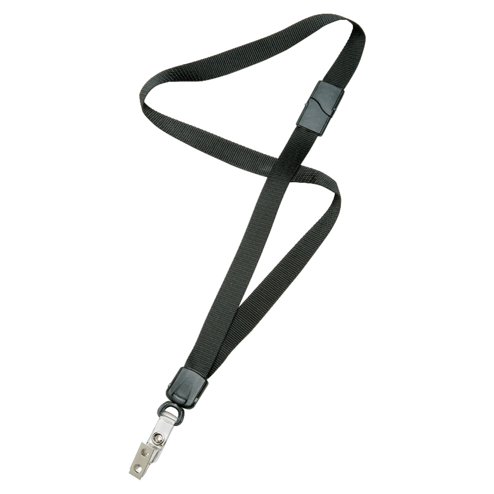 SKILCRAFT Deluxe Lanyard With Bulldog Clip, 36in, Black, Pack Of 12 (AbilityOne 8455-01-613-0200)