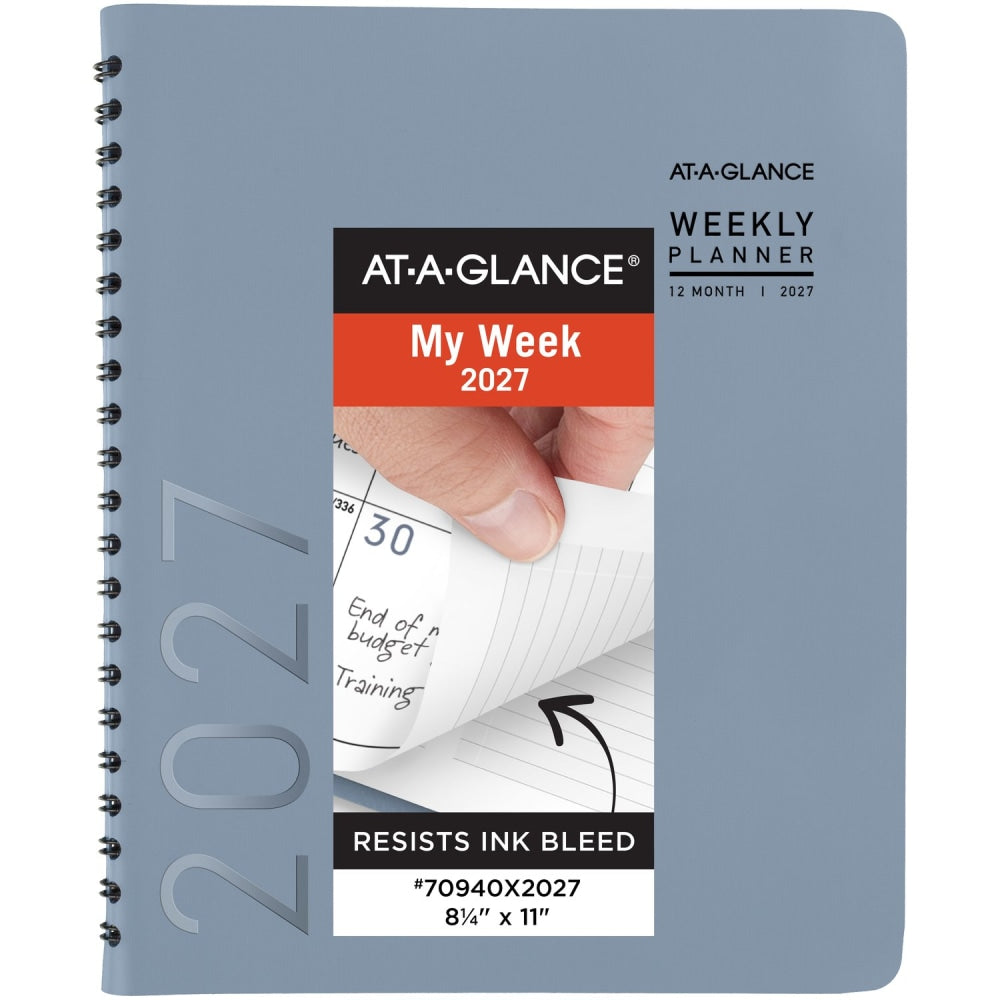 AT-A-GLANCE Contemporary 2027 Weekly Monthly Planner, Drizzle, Large, 8 1/4in x 11in