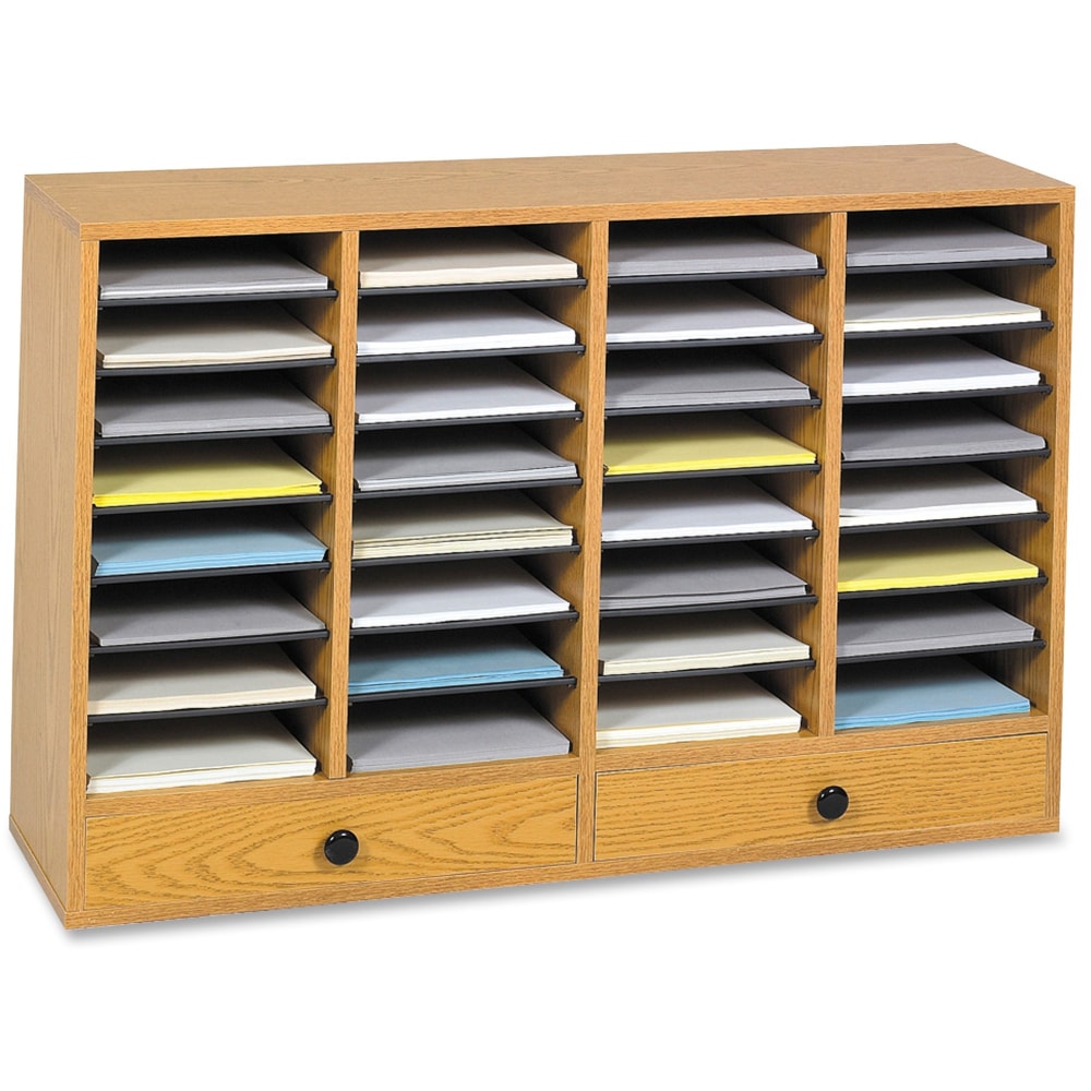 Safco Adjustable Compartment Literature Organizers - 32 Compartments - 2 Drawers - Compartment Size 2.50inx9.50inx11.50in - 9494MO