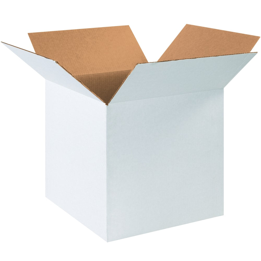 Partners Brand White Corrugated Boxes, 16in x 16in x 16in, White, Pack Of 25 Boxes