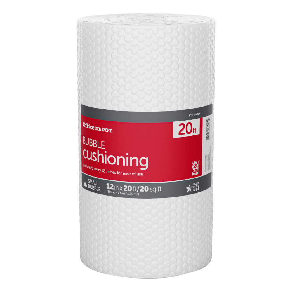 Office Depot Brand Small Bubble Cushioning, 3/16in Thick, Clear, 12in x 20ft