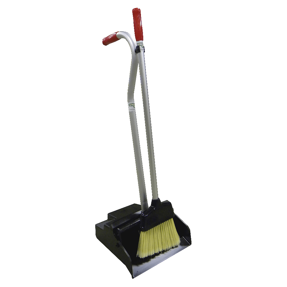 Unger Ergo Dustpan With Broom, Black/Silver/Red