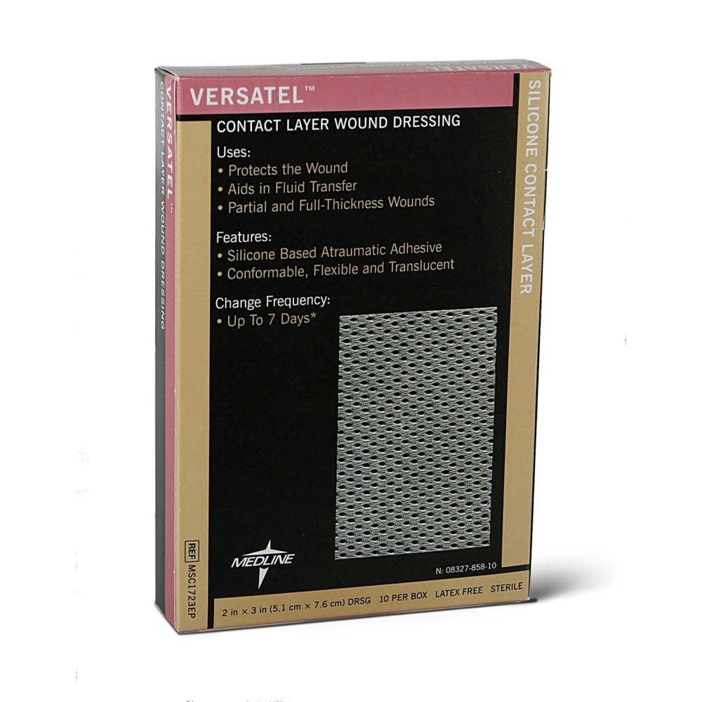 Medline Versatel Contact Layer Dressings, 4in x 7in, Translucent, 10 Dressings Per Box, Case Of 5 Boxes