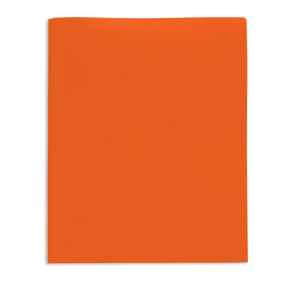 Office Depot Brand 2-Pocket School-Grade Poly Folder with Prongs, Letter Size, Orange