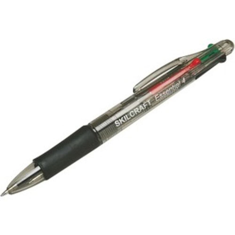 SKILCRAFT Essential 4-Color Ball Point Pen - Retractable - Black, Blue, Green, Red Ink