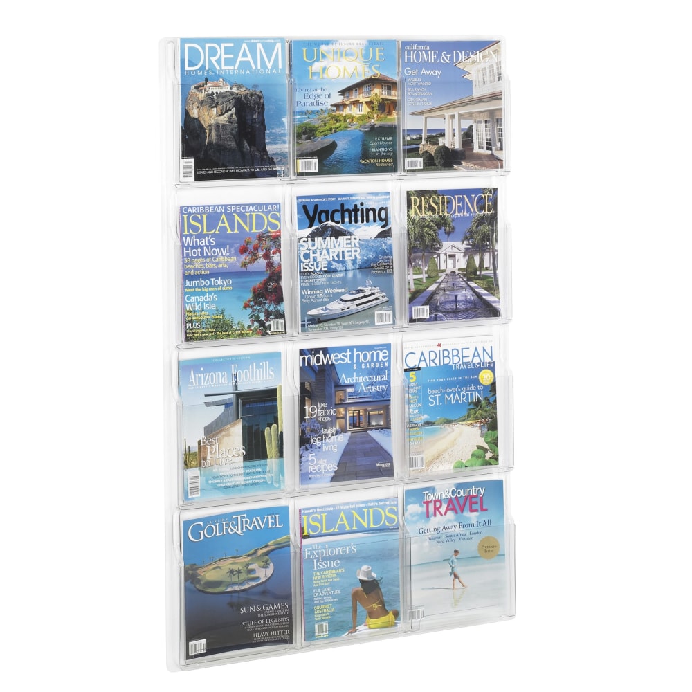 Clear Literature Rack, Magazine, 12 Pockets