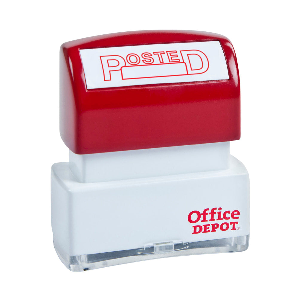Office Depot Brand Pre-Inked Message Stamp, "Posted", Red