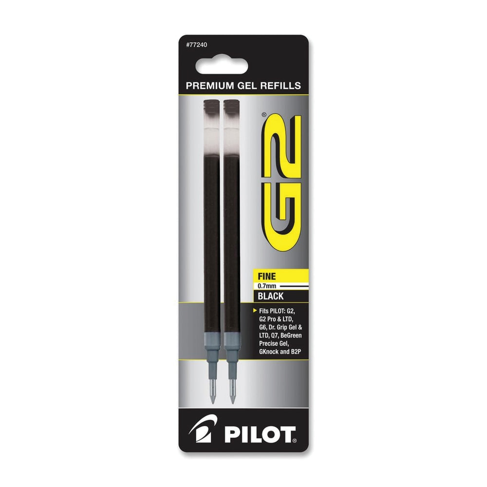 Pilot G2 Gel Refill, Fine Point, 0.7mm, Black Ink, Pack of 2 Refills