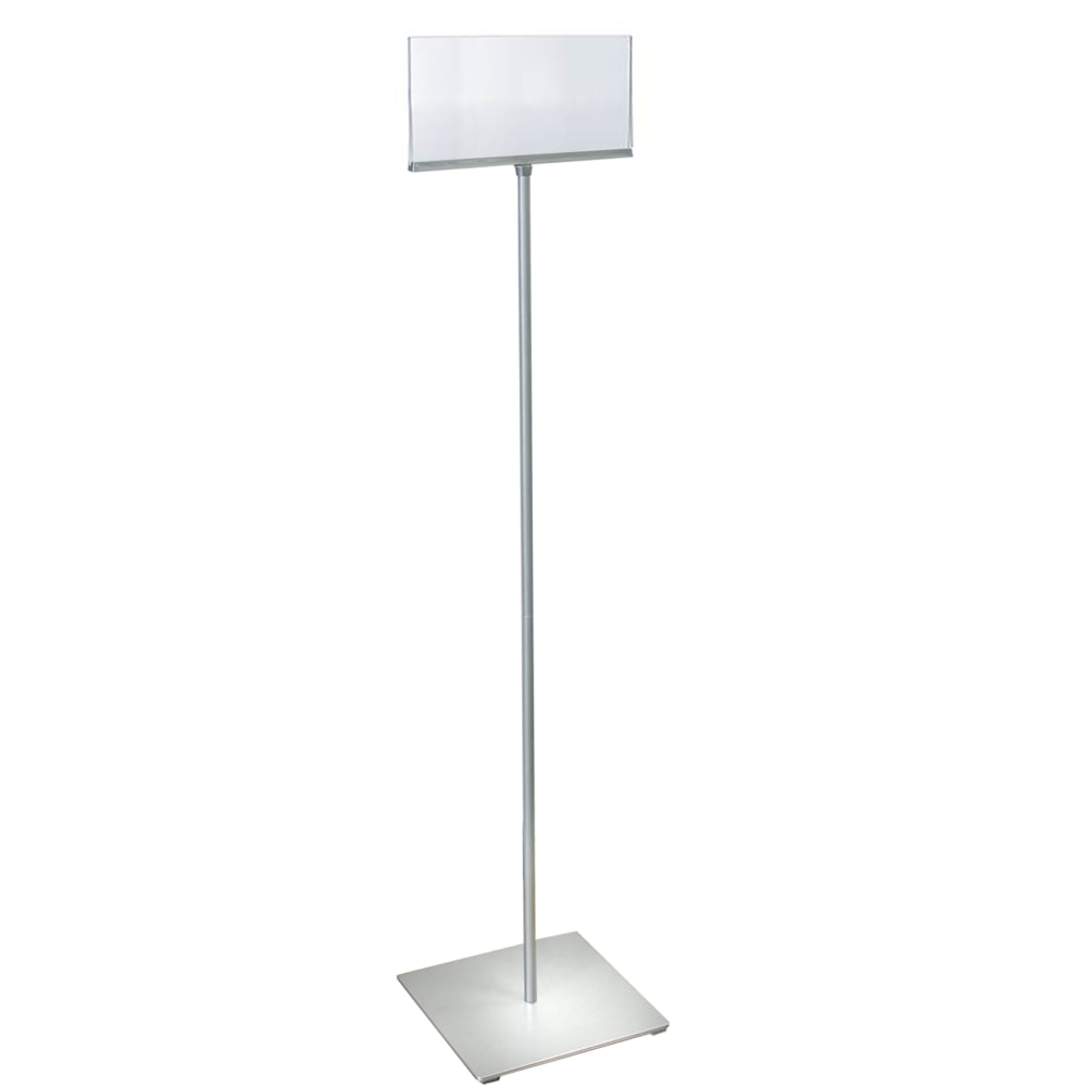 Azar Displays Pedestal 2-Sided Acrylic Horizontal Sign Holder, 52-1/2inH x 12inW x 12inD, Silver