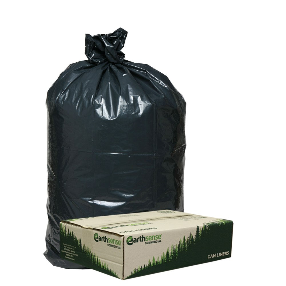 Webster EarthSense 75% Recycled Star bottom Commercial Can Liners, 33 Gallons, 0.90 Mil Thick, 32 1/2in x 40in, Black, Box Of 80