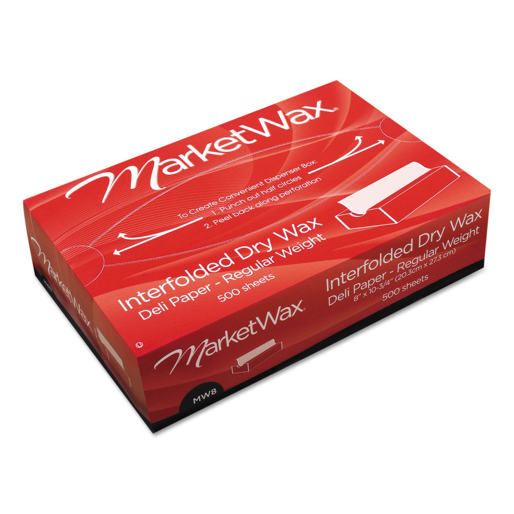 Bagcraft Interfolded Dry Wax Deli Paper, QF12, 12in x 10-3/4in, White, 500 Sheets Per Box, Carton Of 12 Boxes
