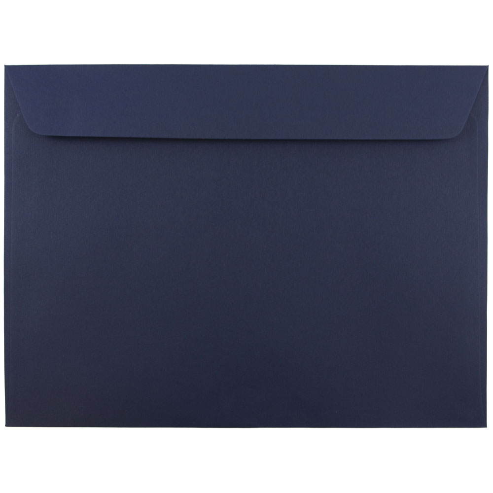 JAM Paper Open-End 9in x 12in Envelopes, Gummed Seal, Navy Blue, Pack Of 25 Envelopes
