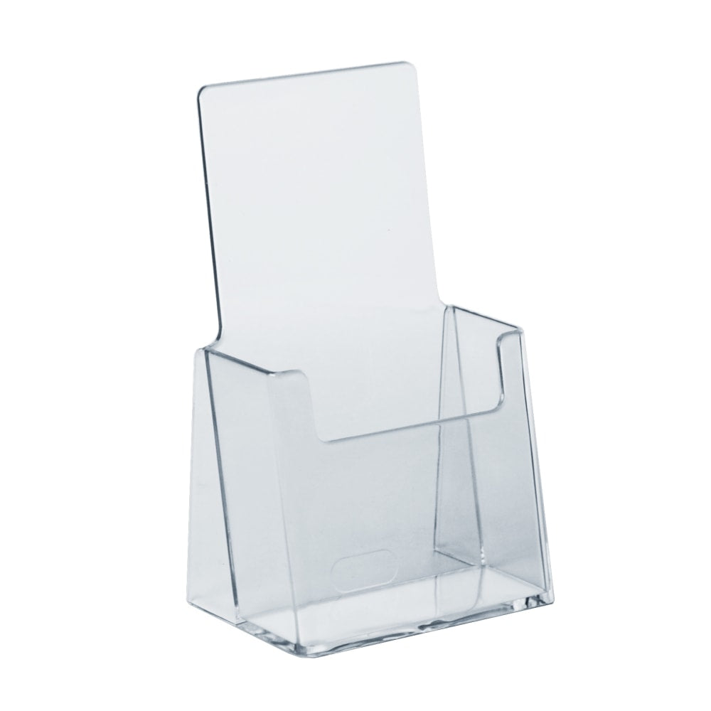 Azar Displays Acrylic Trifold Brochure Holder 1-Pocket Literature Displays, 7-1/4inH x 4-1/8inW x 2-3/4inD, Clear, Pack Of 50 Holders