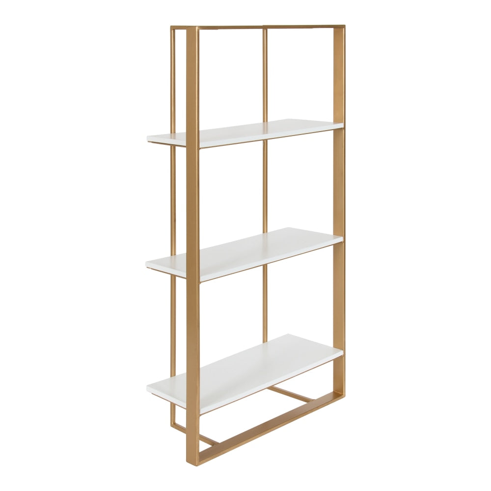 Kate And Laurel Kercheval Wall Shelf, 31-1/2inH x 15-1/14inW x 6inD, White/Gold