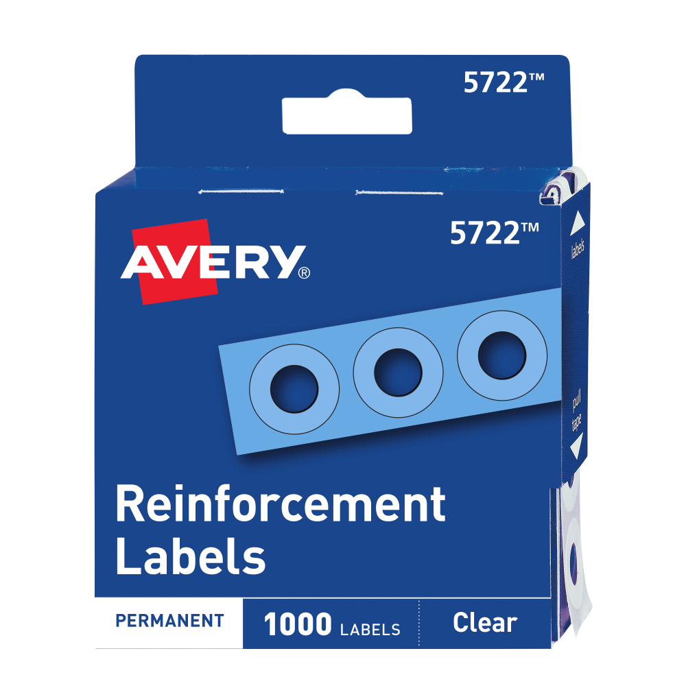 Avery Hole Reinforcements, Clear, 1,000 Labels (5722)