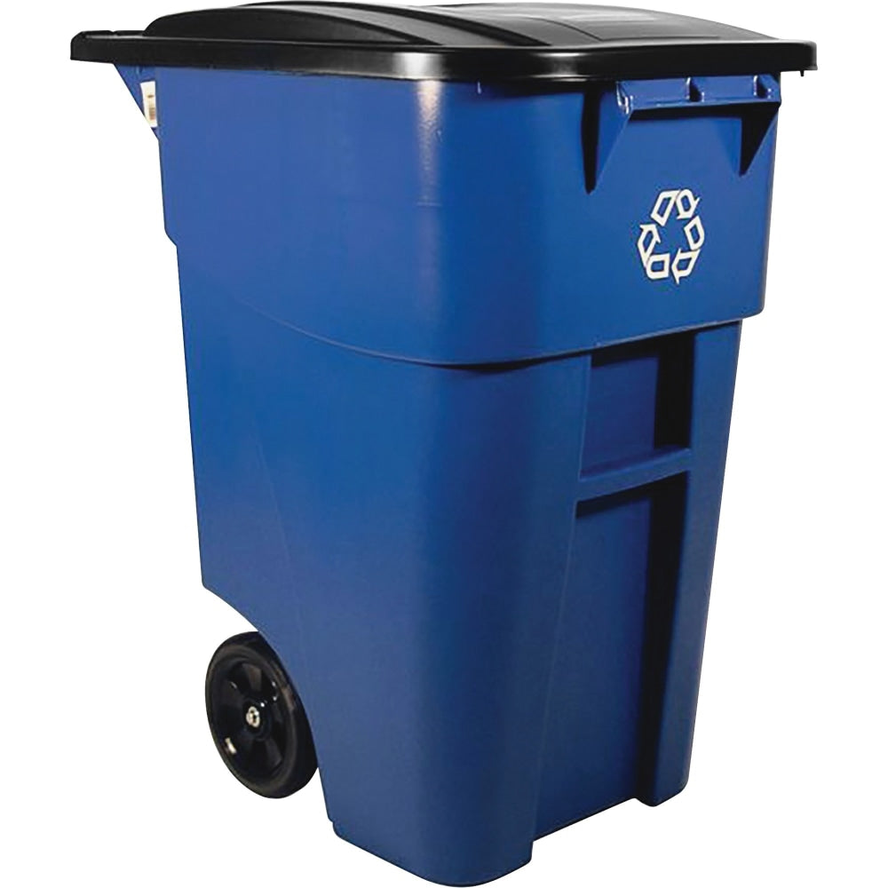Rubbermaid Commercial Brute Recycling Rollout Container - Swing Lid - 50 gal Capacity - Rectangular - 9W2773BECT