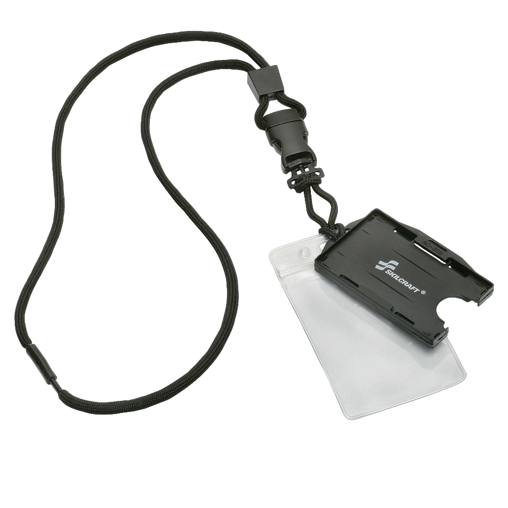 SKILCRAFT Flight Line Lanyards, 6inH x 6inW x 5 15/16inD, Black, Pack Of 12
