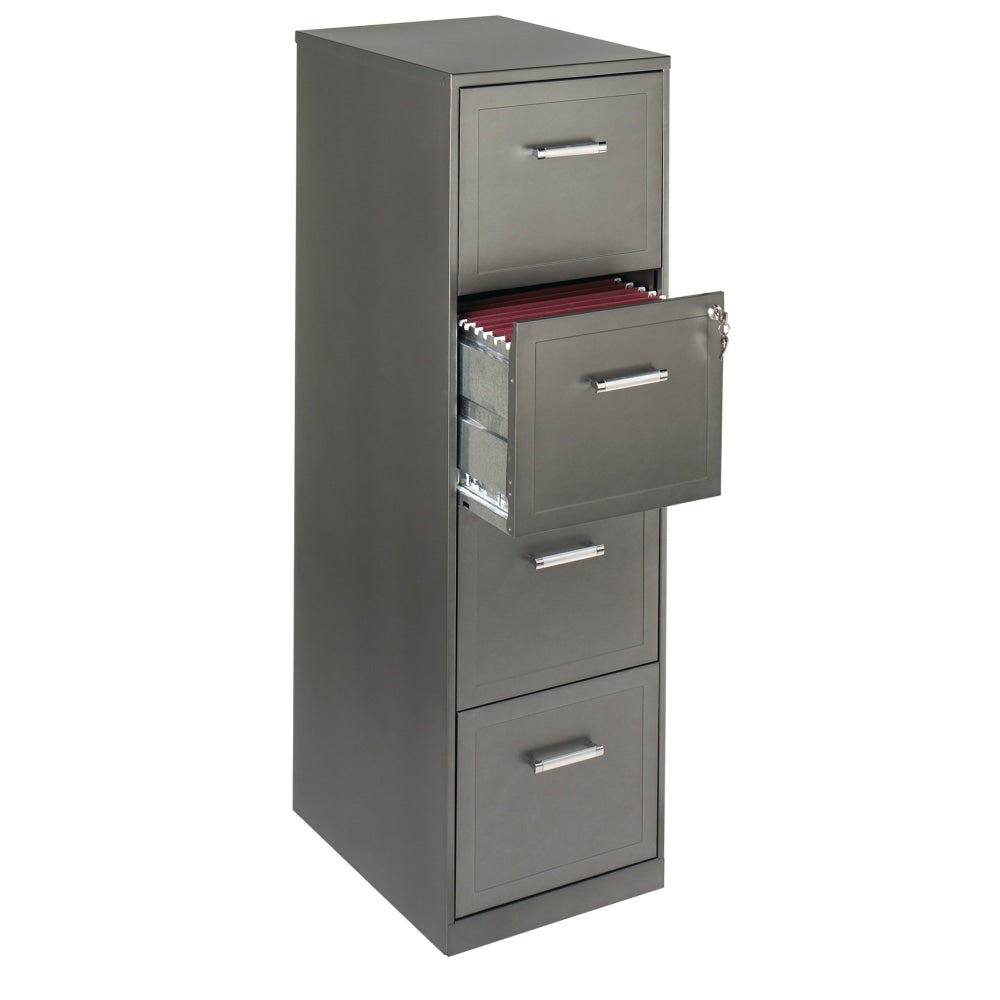 Realspace 18inD 4-Drawer Vertical Letter-Size File Cabinet, Metallic Charcoal