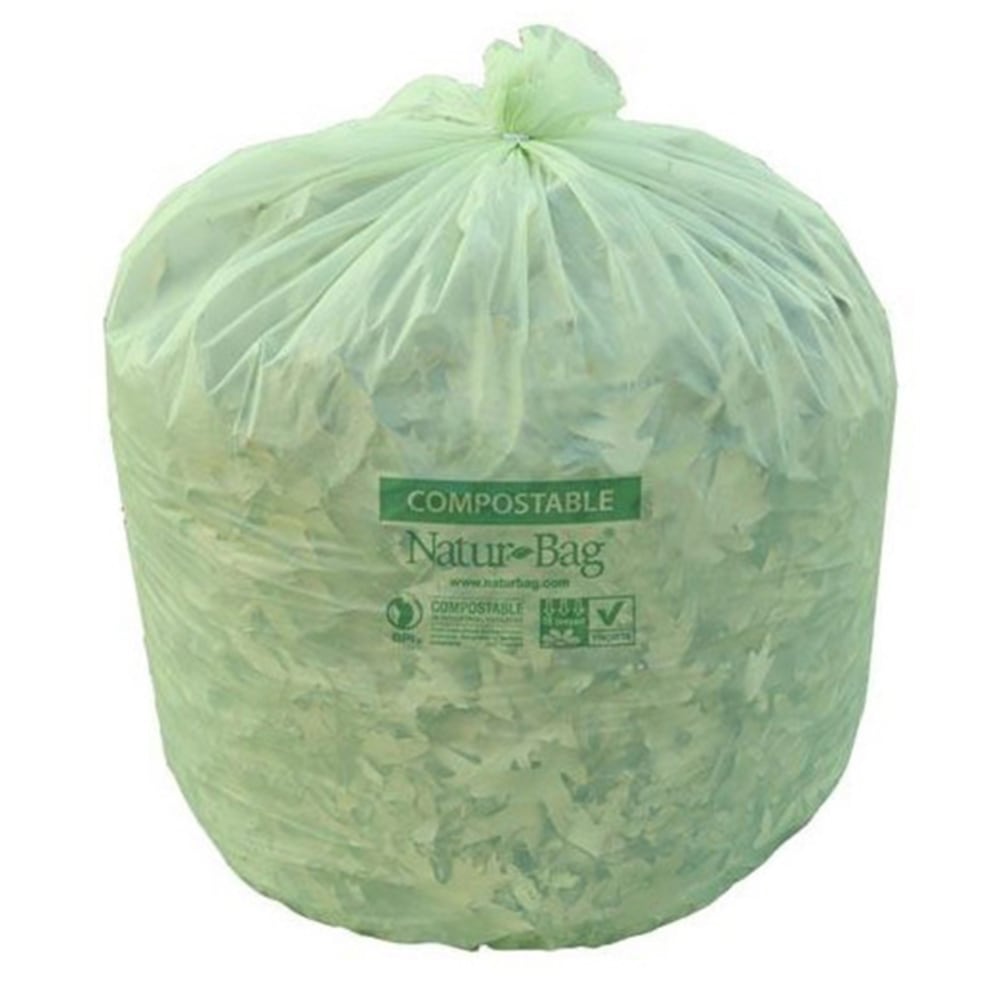 Natur Bag Compostable Trash Liners, 0.8 mil, 13 Gallons, Green, 25 Liners Per Box, Case Of 10 Boxes