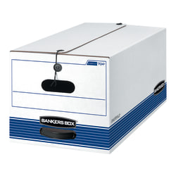 Bankers Box Stor/File Medium-Duty Storage Boxes, Letter Size, 24in x 12in x 10in, White/Blue, Case Of 4 - 70407