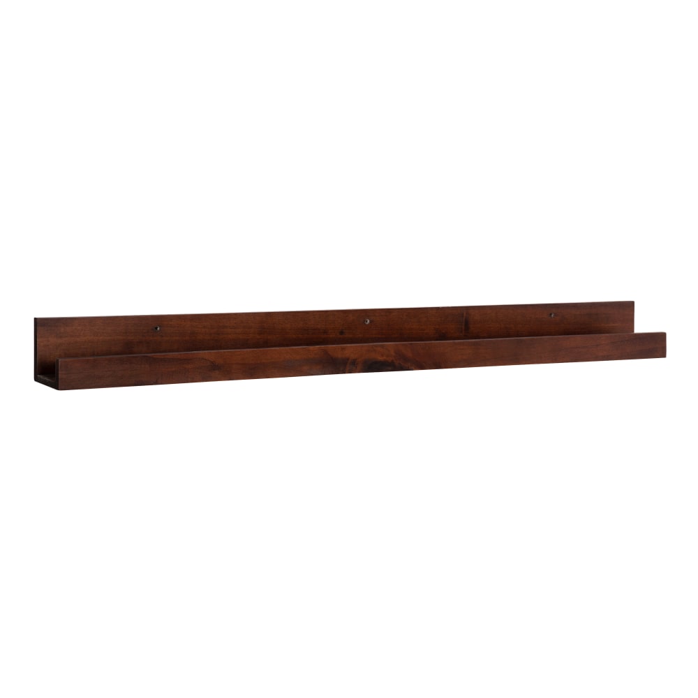 Kate and Laurel Levie Wooden Picture Ledge Wall Shelf, 3-1/2inH x 42inW x 3-1/2inD, Walnut Brown