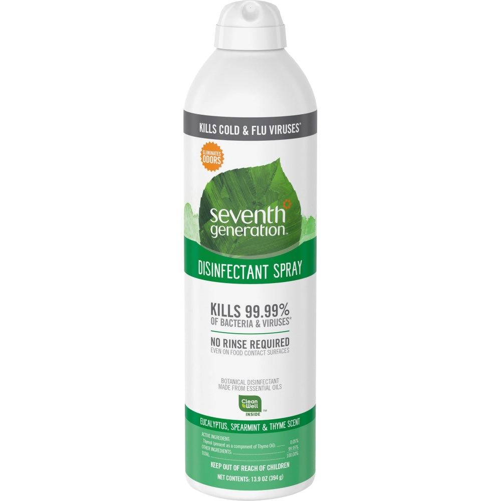 Seventh Generation Disinfectant Spray - For Day Care - 13.9 fl oz (0.4 quart) - Eucalyptus Spearmint & Thyme Scent - 22981CT