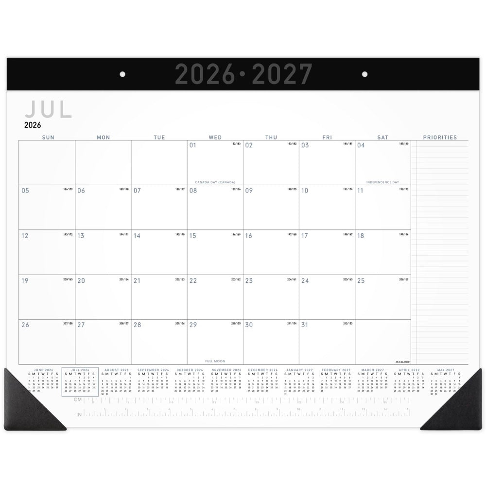 AT-A-GLANCE Contemporary Academic 2026-2027 Monthly Desk Pad Calendar, Standard, 21 3/4in x 17in