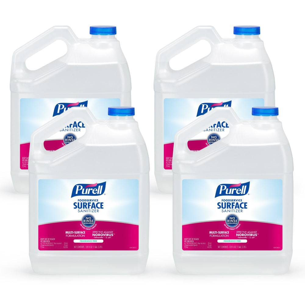 Purell Food Service Surface Sanitizer, Unscented, 128 oz Gallon Size, Case of 4