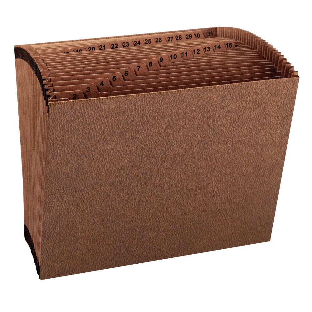Smead TUFF Expanding File, 31 Pockets, 1-31, 12in x 10in Letter Size, 30% Recycled, Brown