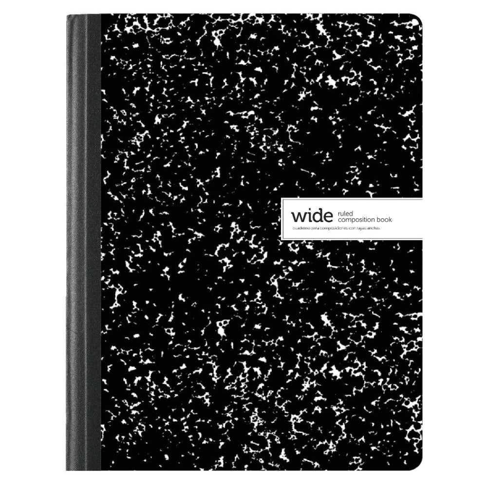 Office Depot Brand Composition Book, 7-1/2in x 9-3/4in, Wide Ruled, 100 Sheets, Black/White