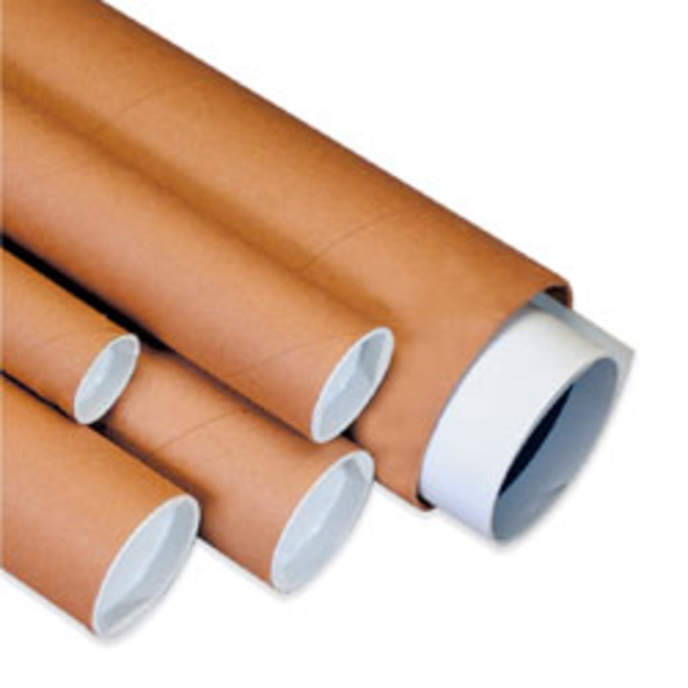 Partners Brand Kraft Mailing Tubes With Plastic Endcaps, 2in x 26in, Pack Of 50
