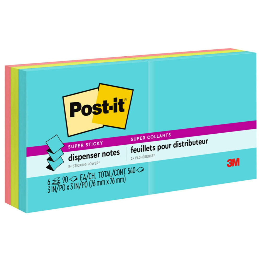 Post-it Super Sticky Pop Up Notes, 3 x 3 in, 6 Sticky Note Pads, 90 Sheets/Pad, 2X the Sticking Power, School Supplies, Supernova Neons