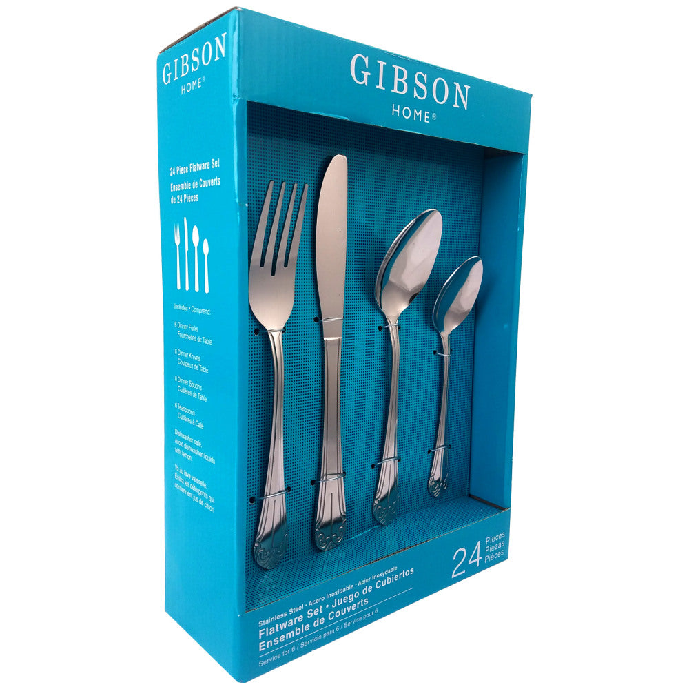 Gibson Home 24-Piece Flatware Set, Mariano, Silver