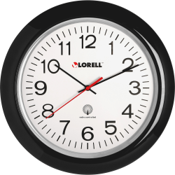 60994 - Lorell 13 1/4in Round Atomic Wood Wall Clock, Black