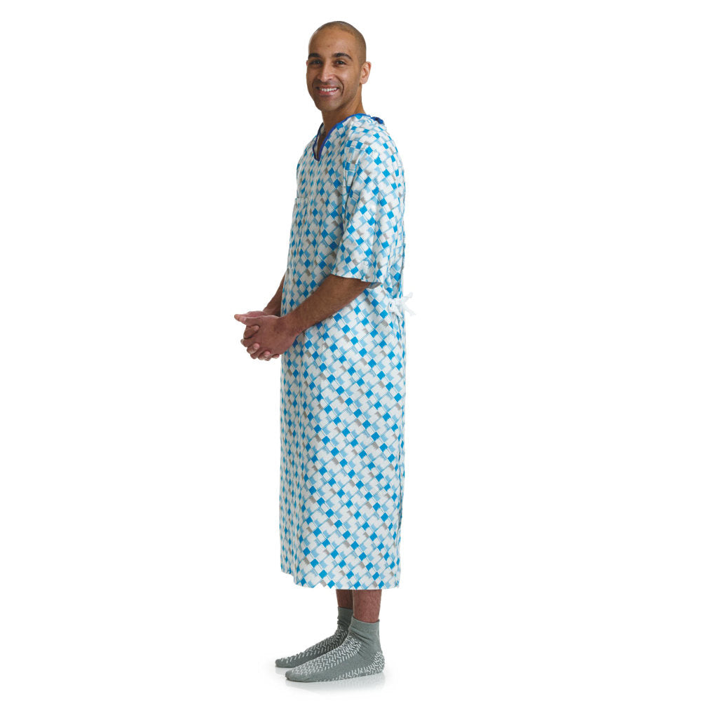 Medline Blue Collection IV Gowns, 66in, Mirage, Pack Of 12