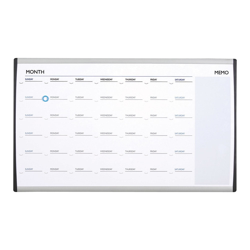 Quartet ARC Magnetic Dry-Erase Calendar For Cubicles, 18in x 30in, Aluminum Frame With Silver Finish