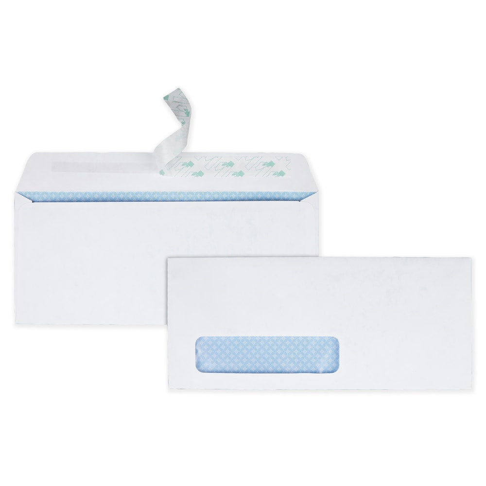Quality Park #10 Redi-Strip Business Envelopes, Bottom Left Window, Self Adhesive, Window, White, Box Of 500