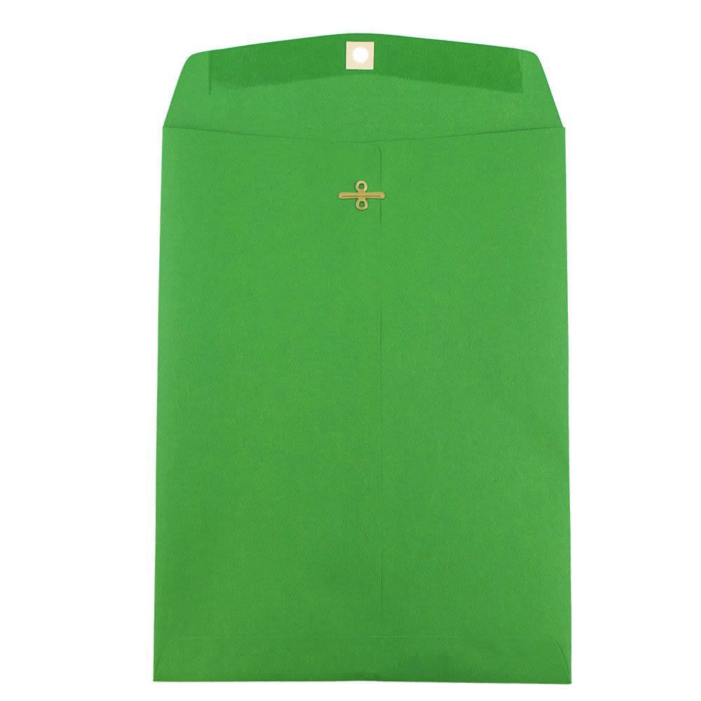 JAM Paper Open-End 9in x 12in Catalog Envelopes, Clasp Closure, 30% Recycled, Green, Pack Of 10
