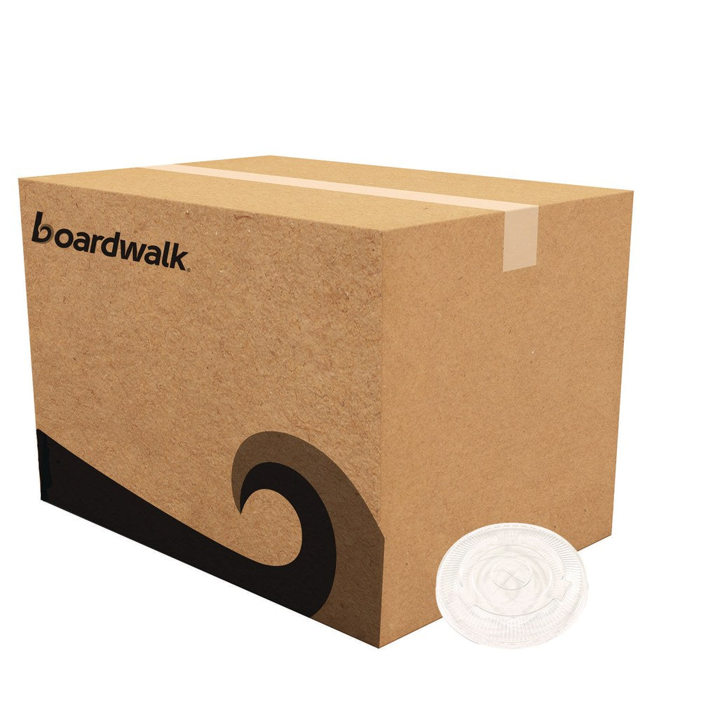 Boardwalk Cold Cup Straw-Slot Lids, Fits 9 To 10 Oz PET Cups, Crystal Clear, Pack Of 1,000 Lids