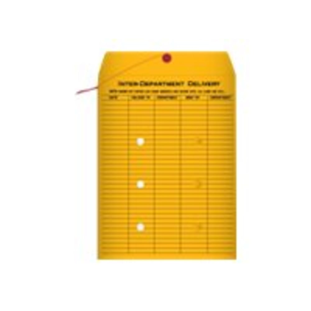 Quality Park Interdepartment Envelopes, 10in x 13in, 2-Sided Narrow Rule, Button & String Closure, Brown, Box Of 100